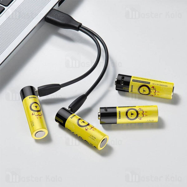 پک 4 عددی باتری قلمی شارژی بیسوس Baseus pcwh000311 دارای پورت